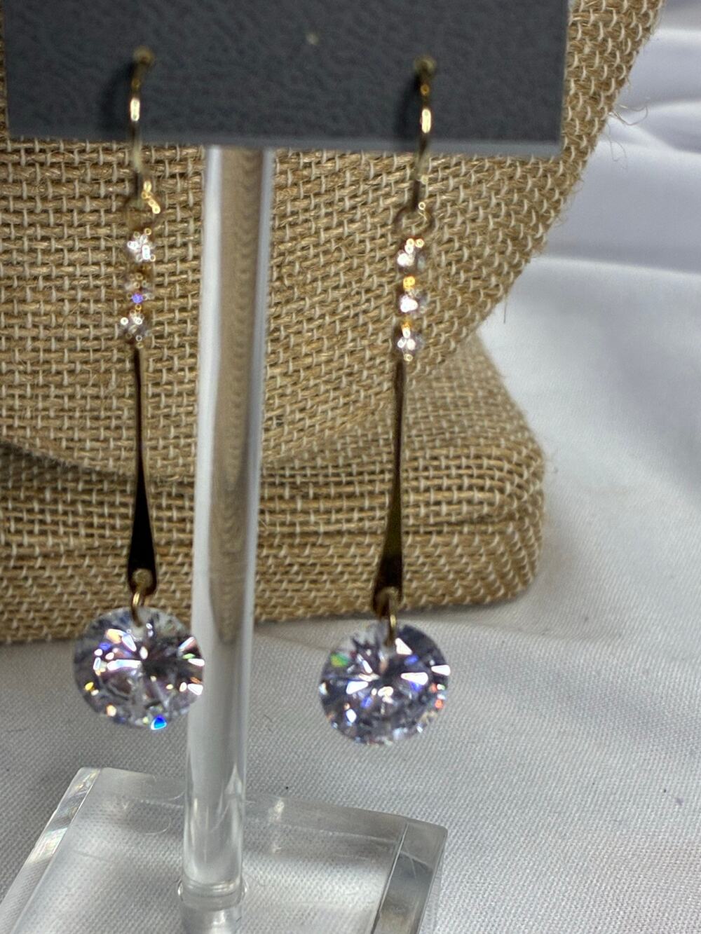 Express Gold and clear cubic zirconia drop earrings